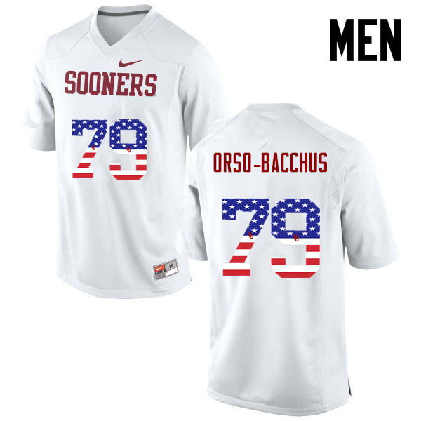 Men Oklahoma Sooners #79 Dwayne Orso-Bacchus College Football USA Flag Fashion Jerseys-White